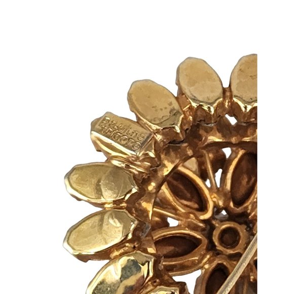 Vintage Signed Pauline Trigere Stunning Raised Flower Brooch & Earrings Set A593 - Picture 6 of 7